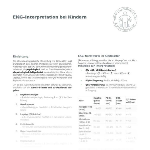 EKG-Interpretation bei Kindern und Jugendlichen